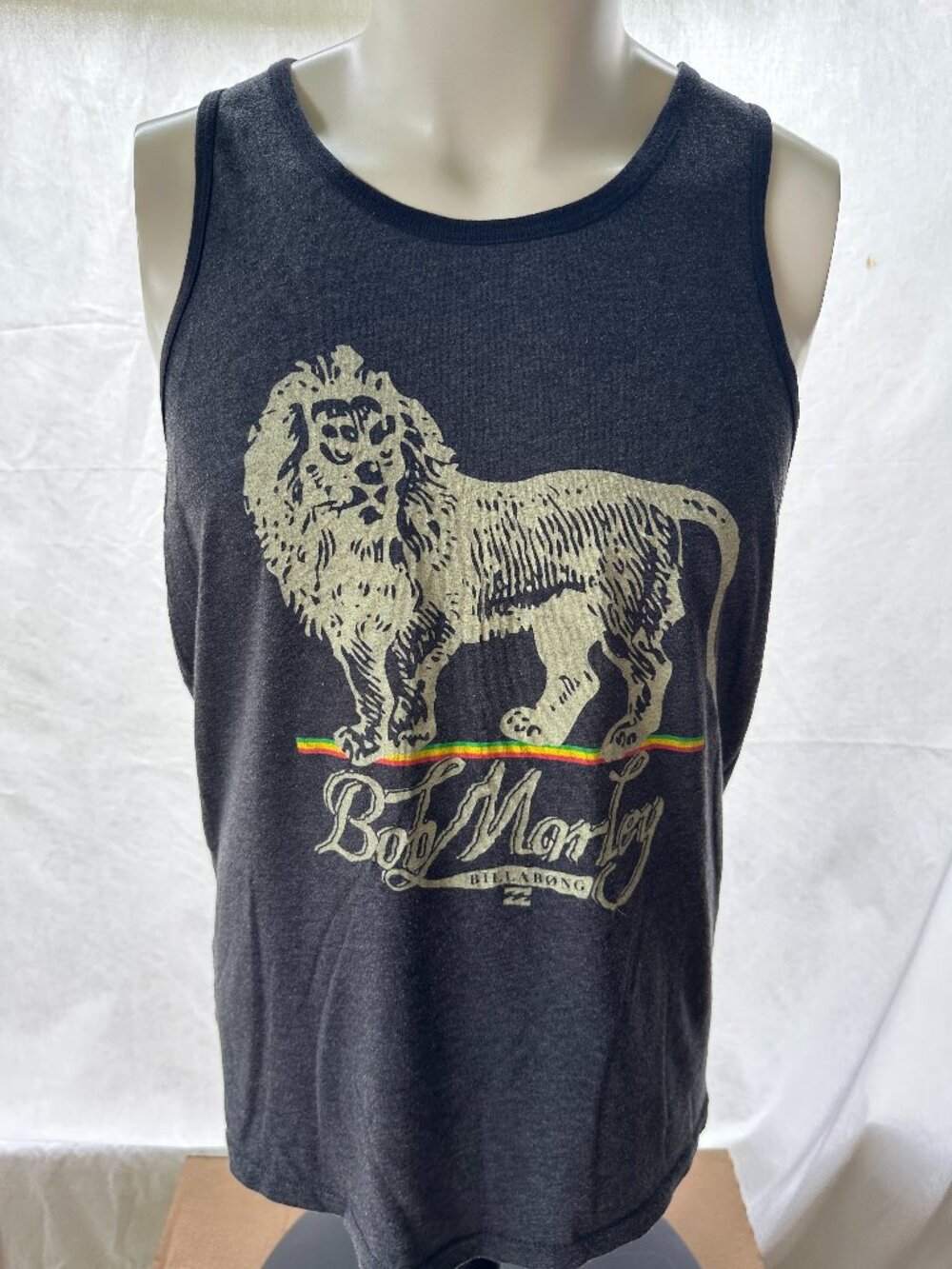Billabong x Bob Marley Men's Dark Gray Tank Top Size Medium Cotton Polyester
